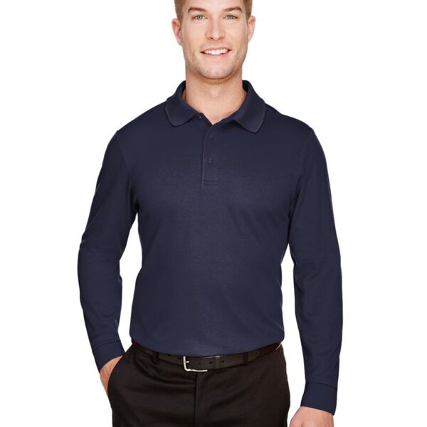 Devon & Jones • Men's CrownLux Performance® Plaited Long Sleeve Polo • DG20L Thumbnail